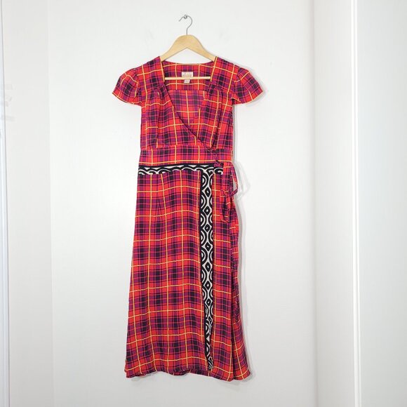 Plenty by Tracy Reese Dresses & Skirts - Plenty by Tracy Reese NEW Women's Red Plaid Short Sleeve Wrap Dress Size 10